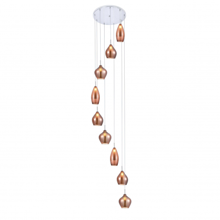 Lustra pendul Jiro 50x330 cm, 9 becuri spirala, sticla cromata/simpla/armaie si metal, AZ 3134 - Azzardo [1]