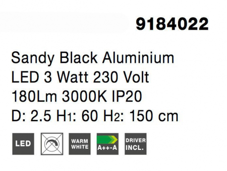 Lustra pendul LED alba/neagra Youri Ø2.5x60 cm, metal, 9184021 - Novaluce [6]