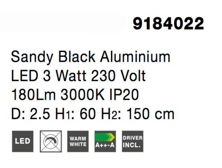 Lustra pendul LED alba/neagra Youri Ø2.5x60 cm, metal, 9184022 - Novaluce [4]
