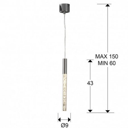Lustra pendul LED Rugio Ø 9 cm, cilindru acrilic transparent cu bule, inaltime reglabila, 827746 - Schuller [2]