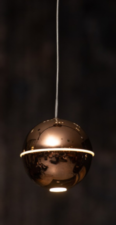 Lustra pendul lux cupru/crom Hagan Ø11 cm cu glob LED otel, P0313 - Maxlight [3]
