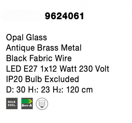 Lustra pendul moderna alb cu auriu Felicia 30 cm, sticla/metal, 9624061 - Novaluce [8]