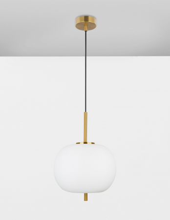 Lustra pendul moderna alb cu auriu Felicia 30 cm, sticla/metal, 9624061 - Novaluce [1]