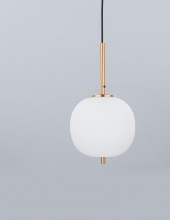 Lustra pendul moderna alb cu auriu Felicia Small 18,5 cm, sticla/metal, 9624064 - Novaluce [1]