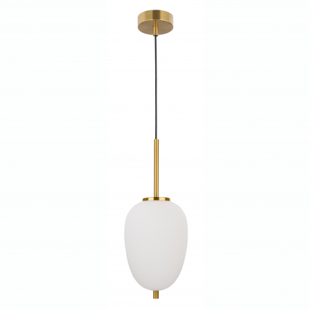 Lustre - Lustra pendul moderna alb cu auriu forma alungita Felicia Small 15,8x23 cm, sticla/metal, 9624066 - Novaluce