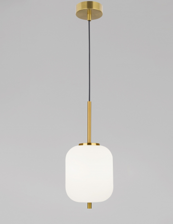 Lustra pendul moderna alb cu auriu forma cilindrica Felicia Small 16,5x20 cm, sticla/metal, 9624065 - Novaluce [2]