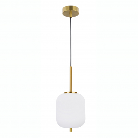 Lustre - Lustra pendul moderna alb cu auriu forma cilindrica Felicia Small 16,5x20 cm, sticla/metal, 9624065 - Novaluce