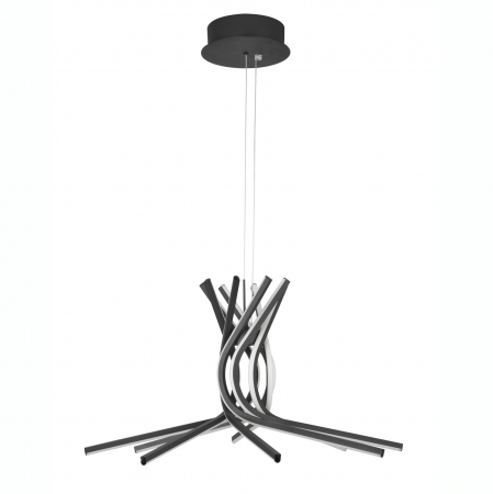 Lustre - Lustra pendul neagra Swirl 50/80 cm, iluminare LED dimabila, design modern lux, 9100281 - Novaluce