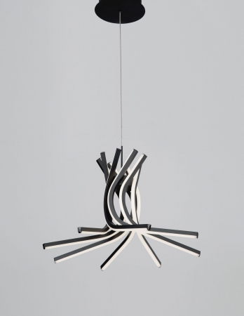 Lustra pendul neagra Swirl 50/80 cm, iluminare LED dimabila, design modern lux, 9100281 - Novaluce [9]