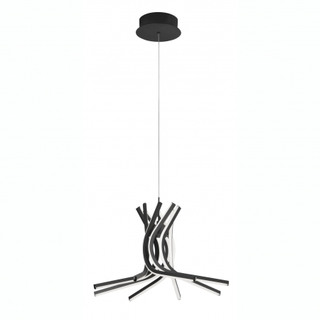 Lustre - Lustra pendul neagra Swirl 50/80 cm, iluminare LED dimabila, design modern lux, 9100282 - Novaluce