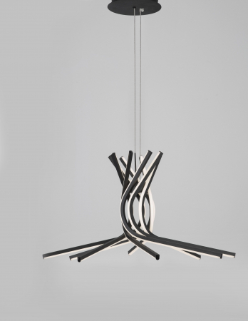 Lustra pendul neagra Swirl 50/80 cm, iluminare LED dimabila, design modern lux, 9100281 - Novaluce [1]