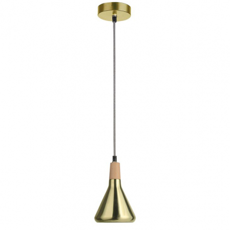Lustre - Lustra pendul Ponse diverse culori, abajur din metal cu detaliu din lemn, inaltime reglabila, 7605176 - Novaluce