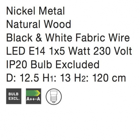 Lustra pendul Ponse diverse culori, abajur din metal cu detaliu din lemn, inaltime reglabila, 7605176 - Novaluce [17]