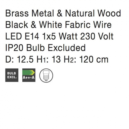 Lustra pendul Ponse diverse culori, abajur din metal cu detaliu din lemn, inaltime reglabila, 7605176 - Novaluce [3]
