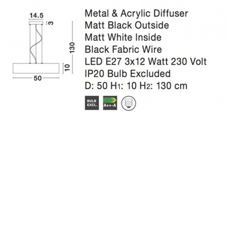 Lustra pendul rotund diverse culori Dima Ø 50 cm, din metal, inaltime reglabila, 550401 - Novaluce [3]