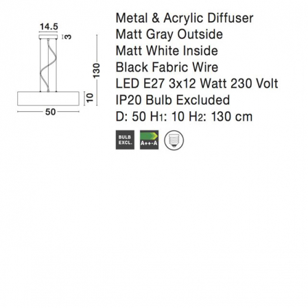 Lustra pendul rotund diverse culori Dima Ø 50 cm, din metal, inaltime reglabila, 550401 - Novaluce [6]