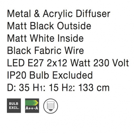 Lustra pendul rotund diverse culori Sharia Ø 35/48 cm, din metal, inaltime reglabila, 526801 - Novaluce [5]