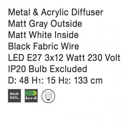 Lustra pendul rotund diverse culori Sharia Ø 35/48 cm, din metal, inaltime reglabila, 526801 - Novaluce [3]