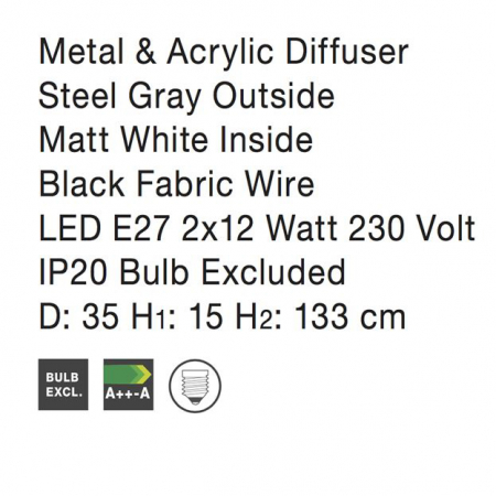 Lustra pendul rotund diverse culori Sharia Ø 35/48 cm, din metal, inaltime reglabila, 526801 - Novaluce [11]