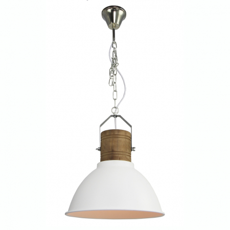 Lustre - Lustra pendul rotunda alba/neagra metal si lemn Helgi Ø 39 cm, stil industrial, AZ 1582 - Azzardo