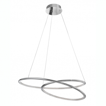 Lustre - Lustra pendul rotunda crom cu cristale Arisha 64 cm, iluminare Led, design modern lux, 81007202 - Novaluce