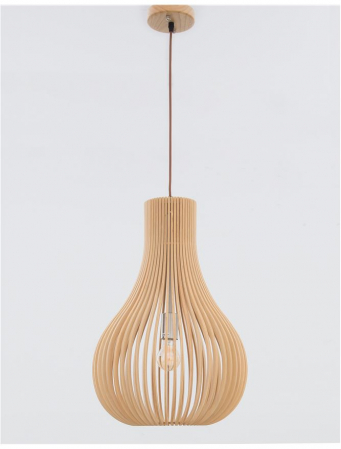 Lustra pendul Selma Ø 38 cm, abajur din lemn cu aspect de para, inaltime reglabila, 9138061 - Novaluce [2]
