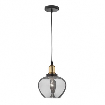 Lustre - Lustra pendul sticla fumurie Joska Ø 18 cm, detaliu metal bronz, inaltime reglabila, 8436403 - Novaluce