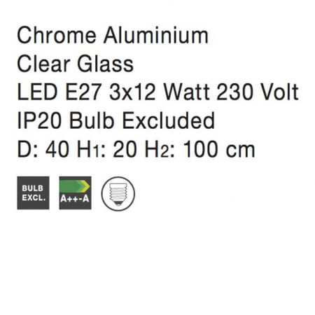 Lustra pendul sticla transparenta Dagma Ø 40/50 cm, metal cromat, 6100401 - Novaluce [7]