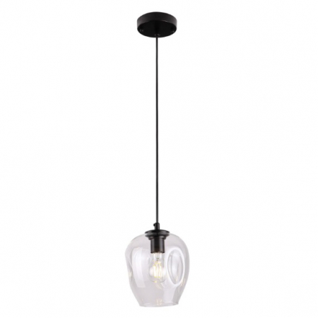 Lustre - Lustra pendul sticla transparenta/fumurie Nixx Ø 17 cm, baza metal negru, inaltime reglabila, P0288 - Maxlight