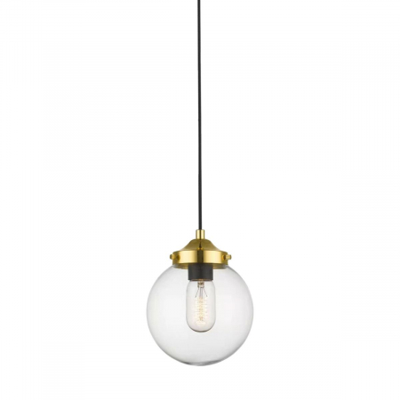Lustra pendul transparent/auriu RIANO, inaltime reglabila, metal/sticla, 003064-011455 - Zumaline [1]