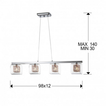 Lustra premium liniara Vola 4 abajururi duble sticla si metal, inaltime reglabila, 867012 - Schuller [1]