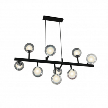 Lustre - Lustra premium moderna neagra Ermin, 9 abajururi sticla dubla, inaltime reglabila, 345509 - Schuller