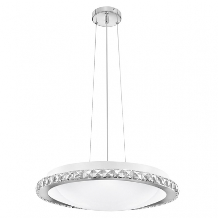 Lustre - Lustra premium moderna rotunda alba Nateli Ø 51 cm, abajur din sticla cu cristale, 7311404 - Novaluce