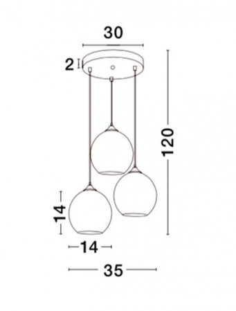 Lustra premium rotunda sticla cromata Melti Ø 35 cm, 3 pendule, inaltime reglabila, 9332902 - Novaluce [3]