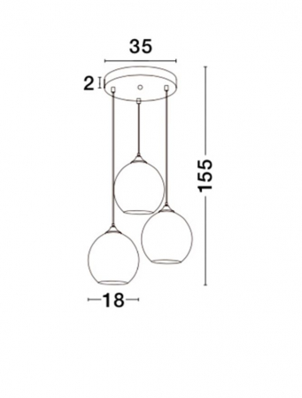 Lustra premium rotunda sticla cupru Dionis Ø 35 cm, 3 pendule, inaltime reglabila, baza metal, 8142681 - Novaluce [3]