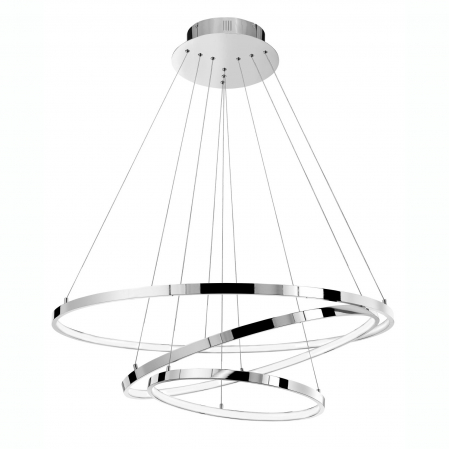Lustre - Lustra rotunda 3 inele crom ajustabile Gani Ø80 cm, iluminare LED dimabila, design modern lux, 17222004 - Novaluce