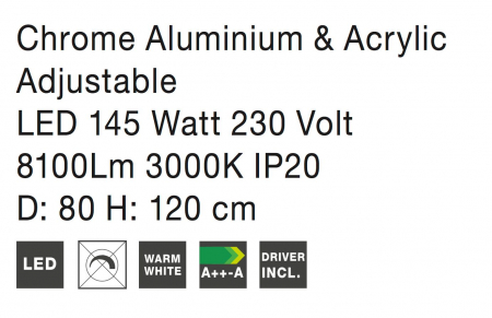 Lustra rotunda 3 inele crom ajustabile Gani Ø80 cm, iluminare LED dimabila, design modern lux, 17222004 D - Novaluce [5]
