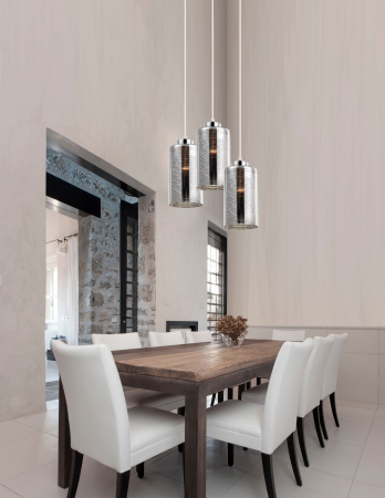 Lustra rotunda 3 pendule pe fir Stripe sticla fumurie crom, forma cilindrica, design modern, 9361563 - Novaluce [1]