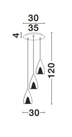 Lustra rotunda 3 pendule sticla transparenta Kimbra Ø30 cm, detalii metal impletit auriu rose, design modern, 1600200503 - Novaluce [2]