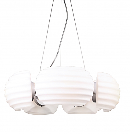 Lustre - Lustra rotunda alba design modern Rostam 60x60 cm, 5 becuri, sticla/metal, AZ 0115 - Azzardo