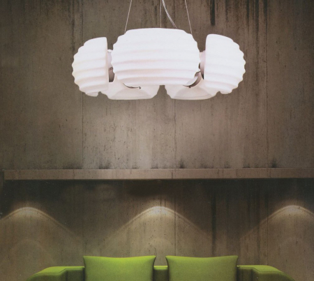 Lustra rotunda alba design modern Rostam 60x60 cm, 5 becuri, sticla/metal, AZ 0115 - Azzardo [3]