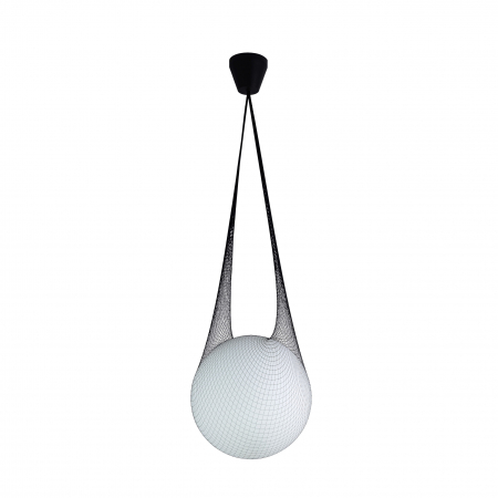 Lustre - Lustra rotunda alba Filipi Ø 40 cm, glob de sticla suspendat in mesh, inaltime reglabila, 353021 - Schuller