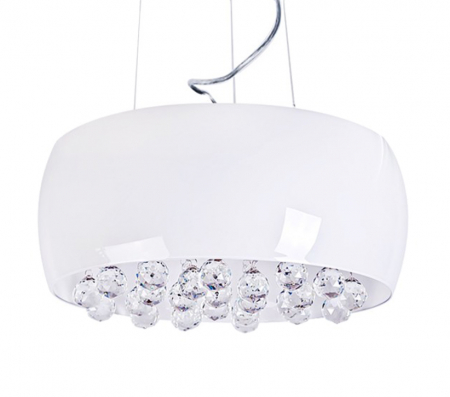 Lustra rotunda alba lucioasa Rumya Ø 40/50 cm cu cristale, design modern, sticla opal, AZ 0701 - Azzardo [4]