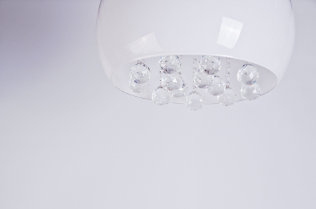 Lustra rotunda alba lucioasa Rumya Ø 40/50 cm cu cristale, design modern, sticla opal, AZ 0701 - Azzardo [3]