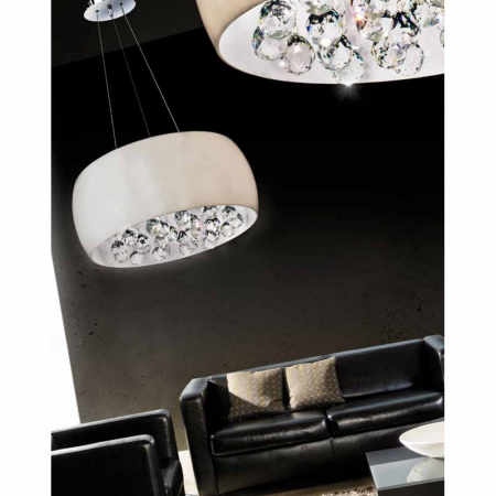 Lustra rotunda alba lucioasa Rumya Ø 40/50 cm cu cristale, design modern, sticla opal, AZ 0701 - Azzardo [7]