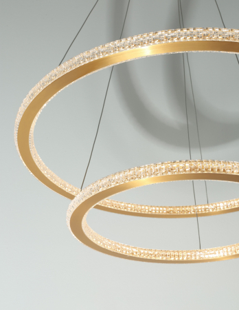 Lustra rotunda aurie cu cristale Baruch Ø60 cm, doua piese design modern, iluminare LED dimabila, 9011139 - Novaluce [3]