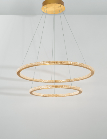 Lustra rotunda aurie cu cristale Baruch Ø60 cm, doua piese design modern, iluminare LED dimabila, 9011139 - Novaluce [2]