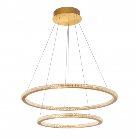 Lustre - Lustra rotunda aurie cu cristale Baruch Ø60 cm, doua piese design modern, iluminare LED dimabila, 9011139 - Novaluce