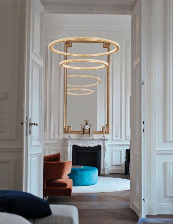 Lustra rotunda aurie cu cristale Baruch Ø60 cm, doua piese design modern, iluminare LED dimabila, 9011139 - Novaluce [4]
