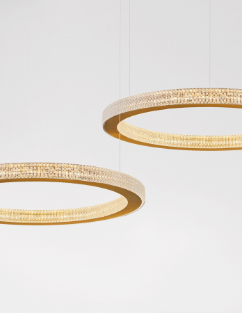 Lustra rotunda aurie cu cristale Suresh 40/60/80 cm, LED dimabil, design lux, 9285410 - Novaluce [9]